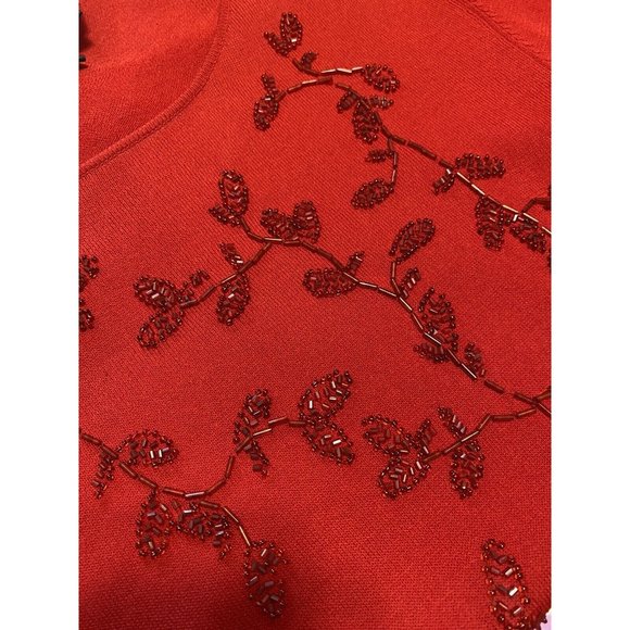 Vintage Rochelle California Red Sparkly Beaded Sweater Size Large Christmas - Picture 4 of 6